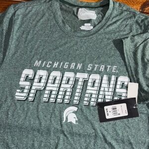Captivating Michigan State Spartans T-Shirt Mens Medium Green Heathered NCAA NEW